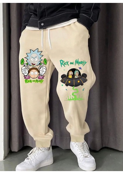 Punıx Büyük Beden Özel Seri Rick And Morty Baskılı Kışlık %100 Pamuk Erkek Eşofman Altı