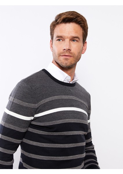 Yeni Sezon Bisiklet Yaka Uzun Kollu Çizgili Erkek Triko Kazak