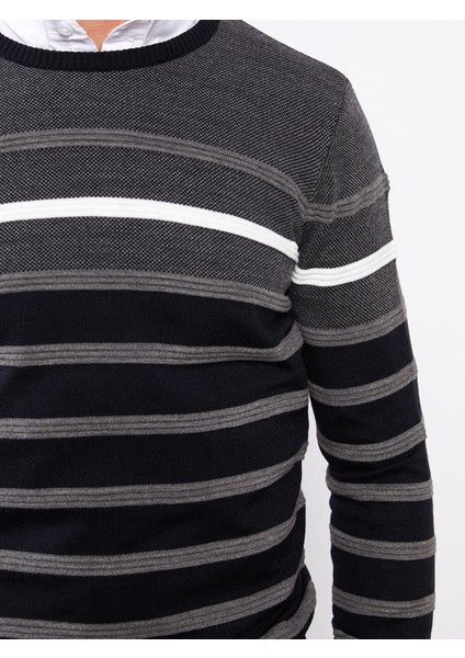 Yeni Sezon Bisiklet Yaka Uzun Kollu Çizgili Erkek Triko Kazak modelleri