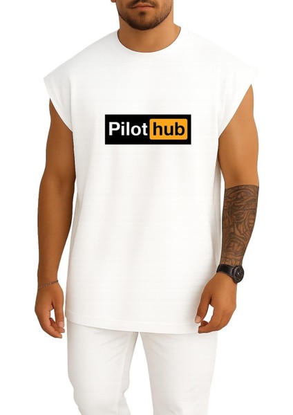 Oversize Pilothub - Pilot Göğüs Baskılı Atlet
