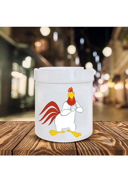 Çizgi Film Karakteri Horoz Baskılı Seramik Küllük