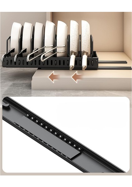 Dolap Içi Raylı Tava Tencere Organizeri - Teleskopik indirimleri
