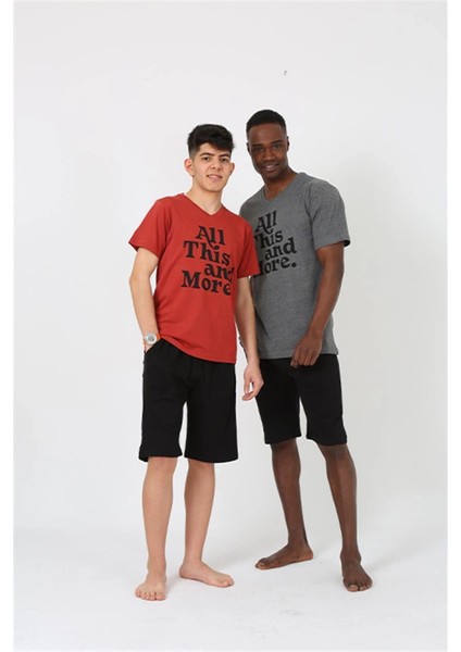 Moda Erkek Genç Garson Boy Kısa Kol Bordo Penye Şortlu Pijama Takımı modelleri