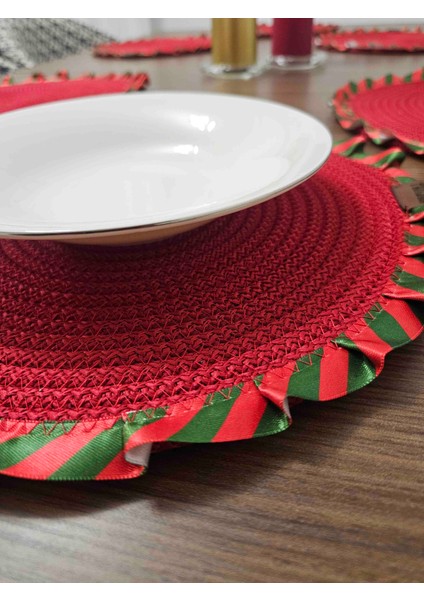 Yılbaşı Temalı 33 cm Kırmızı Yuvarlak Supla – Özel Tasarım Jut Örgü Amerikan Servis fiyatları