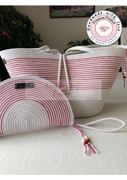 Bailey 2li Takım Plaj Çantası , El Çantası Clutch, Totebag, Kadın Çanta, Yazlık, Hediyelik, hasır Jüt Tress