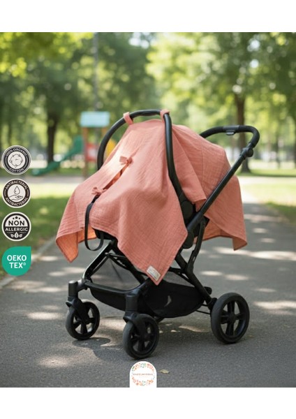 Müslin Puset Örtüsü %100 Doğal Pamuklu Turuncu