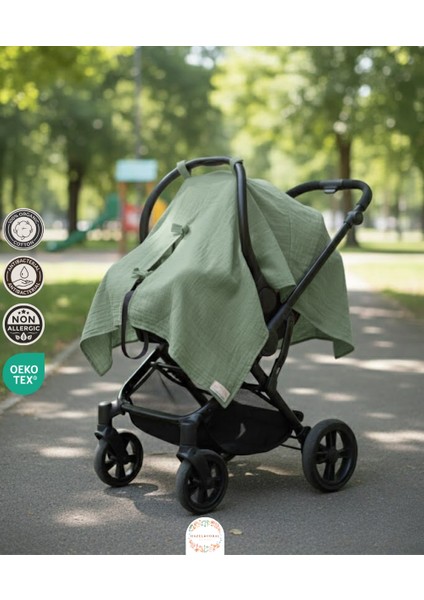 Müslin Puset Örtüsü %100 Doğal Pamuklu Zümrüt Yeşili