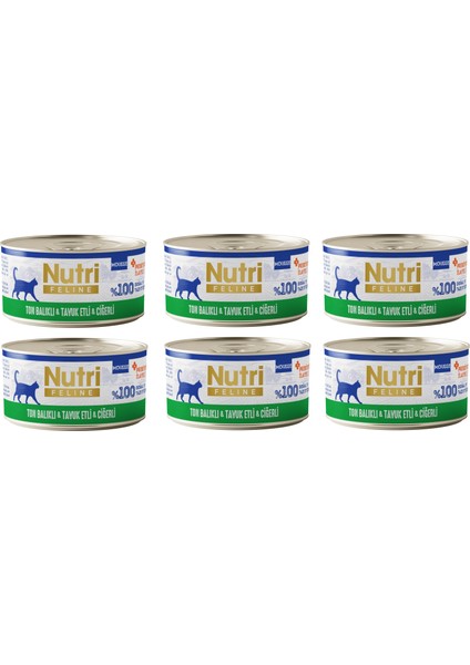 Ton Balıklı, Tavuk ve Ciğerli Mousse Tahılsız Yetişkin Kedi Konservesi 70 Gr. x 6 Adet