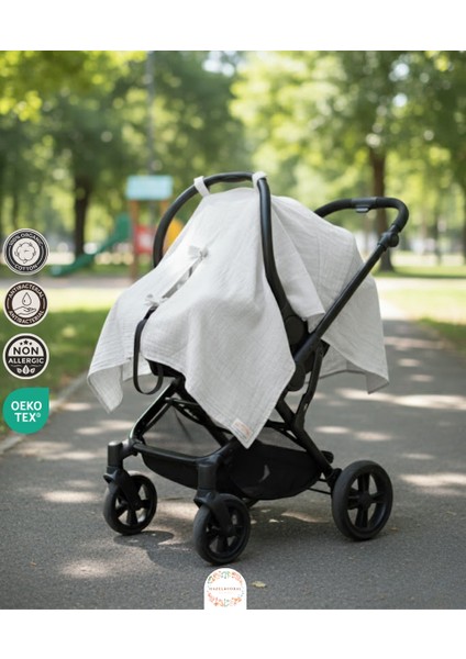 Müslin Puset Örtüsü %100 Doğal Pamuklu Krem