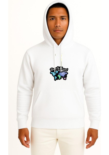 Kapüşonlu Gezmek Için Doğmak - Born To Travel Göğüs Baskılı Unisex Sweatshirt