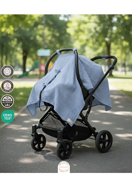 Müslin Puset Örtüsü %100 Doğal Pamuklu Indigo Mavisi