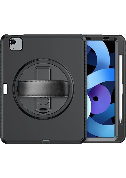 iPad 2022 10.9 (10.nesil) Kılıf Hand Strap Tablet Kılıfı - SIYAH-(5796) - NJ001P-4ILWL4 modelleri