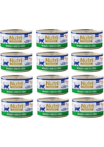 Ton Balıklı, Tavuk ve Ciğerli Mousse Tahılsız Yetişkin Kedi Konservesi 70 Gr. x 12 Adet