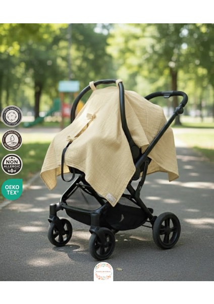 Müslin Puset Örtüsü %100 Doğal Pamuklu Sarı