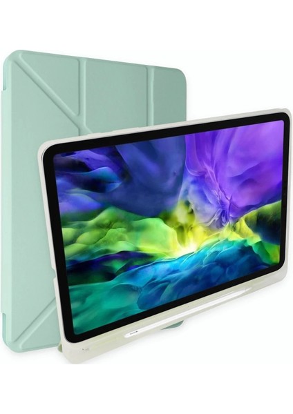 iPad 10.2 (8.nesil) Kılıf Kalemlikli Mars Tablet Kılıfı - Açık YEŞIL-(5796) - NJ001P-4ISXK1