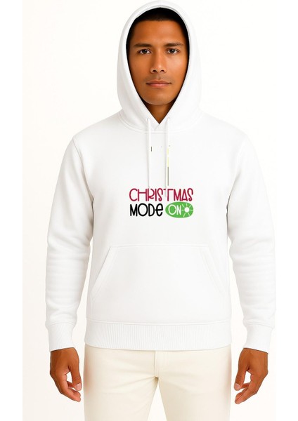 Kapüşonlu Yılbaşı Mode On Göğüs Baskılı Unisex Sweatshirt