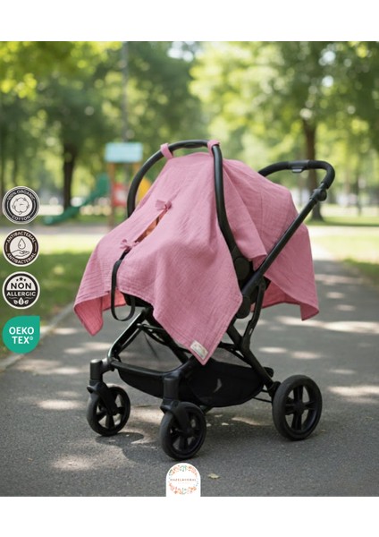 Müslin Puset Örtüsü %100 Doğal Pamuklu Gül Kurusu