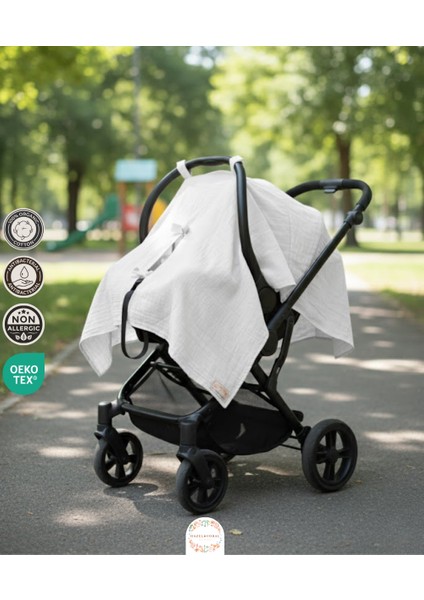 Müslin Puset Örtüsü %100 Doğal Pamuklu Beyaz