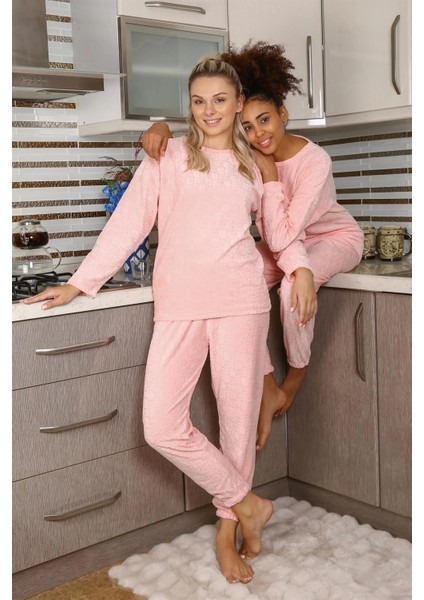 Moda Kadın Kadife Pijama Takım Pembe fiyatları