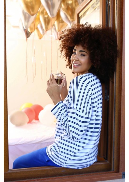 Moda Kadın Uzun Kol 3 Iplik Penye Pijama Takım Beyaz fırsatları