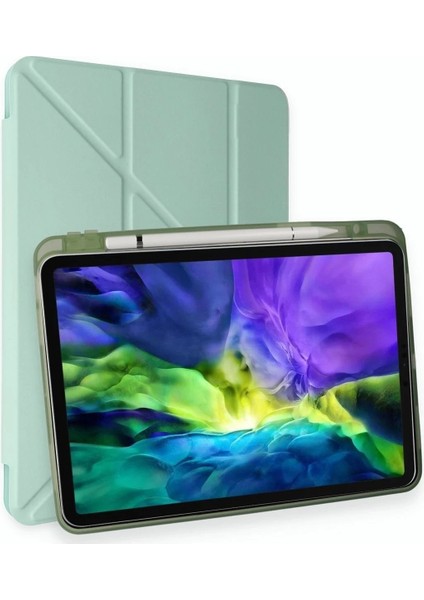 iPad Pro 12.9 (2021) Kılıf Kalemlikli Mars Tablet Kılıfı - Açık YEŞIL-(5796) - NJ001P-4IV01 modelleri