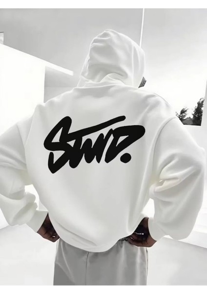 Erkek Baskılı Oversize Sweatshırt 3iplik