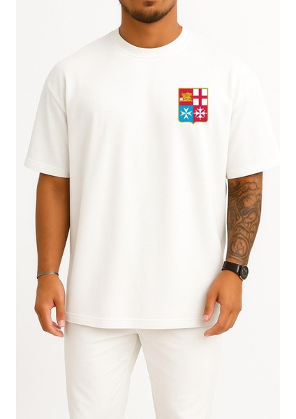 Oversize Flag Of Italy Maritime Republics Italian Navy Jack Cep Tasarımlı Unisex T-Shirt