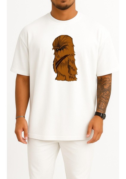 Oversize Chewbacca Anakin Skywalker Leia Organa Star Wars Göğüs Tasarımlı Unisex T-Shirt