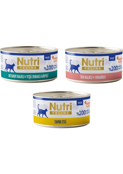 3 Çeşit Karma Tahılsız Yetişkin Kedi Konservesi 70 Gr. x 3 Adet