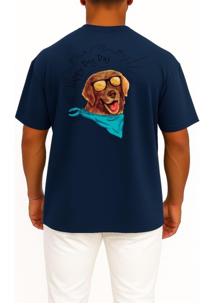 Oversize Funny Dog Wearing Sunglasses And Scarf Cep ve Sırt Tasarımlı Unisex T-Shirt fiyatları