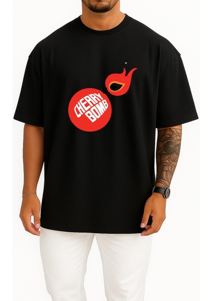 Oversize Exhaust System Car Cherry Bomb Glasspack Muffler Göğüs Tasarımlı Unisex T-Shirt
