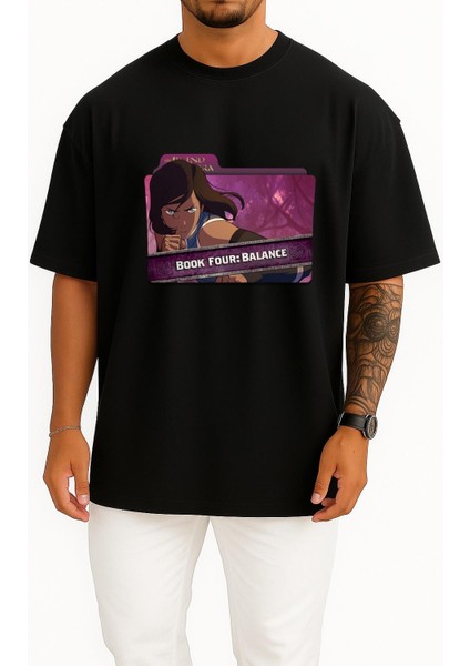 Oversize The Legend Of Korra Folder Icon, Season Göğüs Tasarımlı Unisex T-Shirt