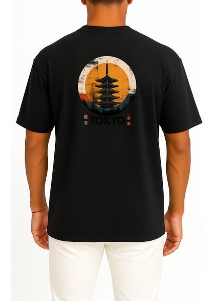 Oversize Tokyo - Japonya Cep ve Sırt Tasarımlı Unisex T-Shirt fiyatları