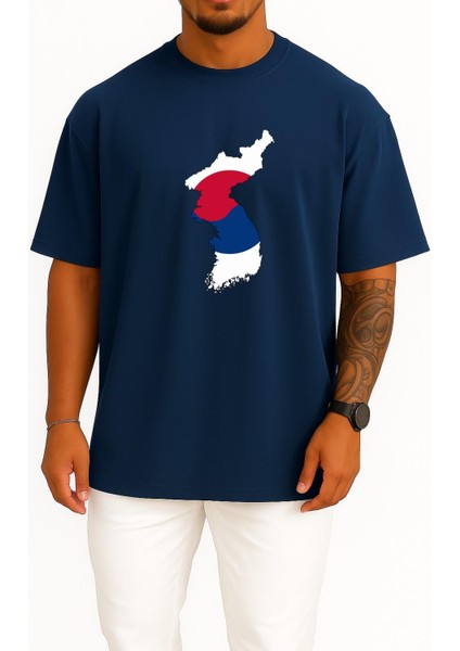 Oversize South Korea Göğüs Tasarımlı Unisex T-Shirt