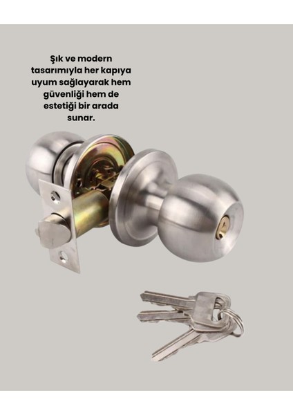 Paslanmaz Çelik Dayanıklı Topuzlu Kapı Kilidi - NJ001P-4IIK42 fırsatları