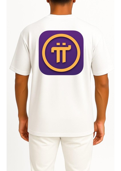 Oversize Pi Network Cep ve Sırt Tasarımlı Unisex T-Shirt fiyatları
