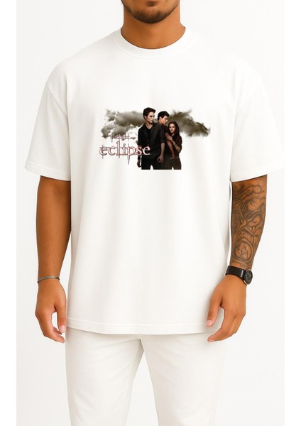 Oversize Bella Swan Edward Cullen Jacob Black The Twilight Saga Göğüs Tasarımlı Unisex T-Shirt