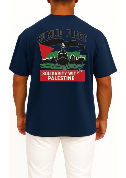 Oversize Sumud Fleet Göğüs ve Sırt Tasarımlı Unisex T-Shirt fiyatları