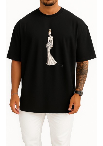 Oversize Bella Swan Edward Cullen Breaking Dawn Wedding Dress Göğüs Tasarımlı Unisex T-Shirt