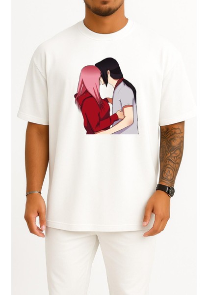 Oversize Sakura Haruno Itachi Uchiha Sasuke Uchiha Madara Uchiha Orochimaru Göğüs Tasarımlı Unisex T-Shirt