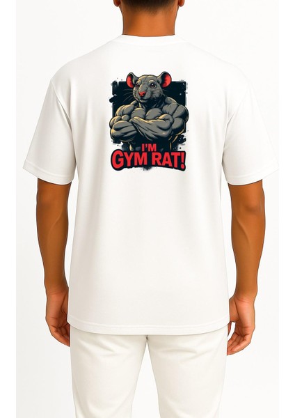 Oversize Ben Gym Faresiyim - Kaslı Fare Cep ve Sırt Tasarımlı Unisex T-Shirt fiyatları