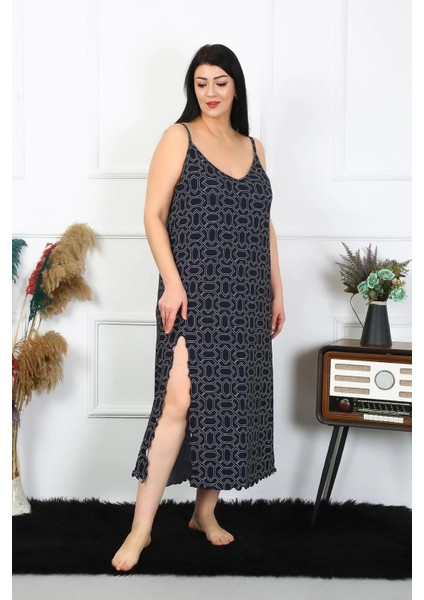 Moda Kadın Büyük Beden Ip Askılı Pamuklu Uzun Gecelik fırsatları