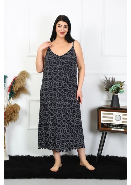 Moda Kadın Büyük Beden Ip Askılı Pamuklu Uzun Gecelik indirimleri