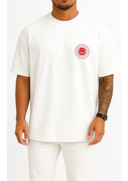 Oversize Türkiye Cumhuriyeti Milli Savunma Bakanlığı Cep Tasarımlı Unisex T-Shirt