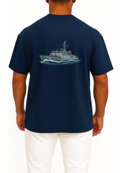 Oversize F500 Tcg Bozcaada Savaş Gemisi Cep ve Sırt Tasarımlı Unisex T-Shirt fiyatları