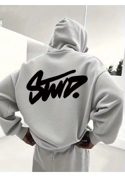Erkek Baskılı Oversize Sweatshırt 3iplik
