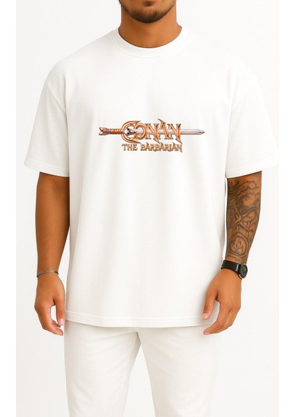 Oversize Conan The Barbarian Göğüs Tasarımlı Unisex T-Shirt
