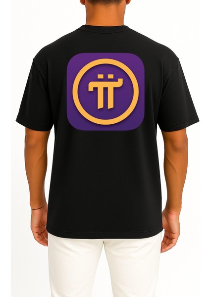 Oversize Pi Network Cep ve Sırt Tasarımlı Unisex T-Shirt fiyatları