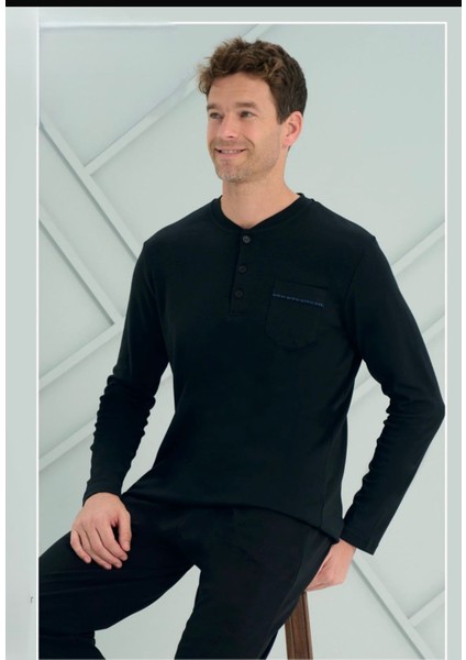 Erkek Interlok Uzun Kollu Pijama Takımı 2201