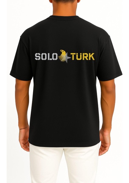 Oversize Solotürk F16 Gösteri Ekibi Cep ve Sırt Tasarımlı Unisex T-Shirt fiyatları